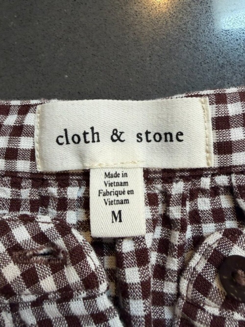 Evereve Cloth and Stone Gingham Raglan Blouse Medium - Picture 5 of 11